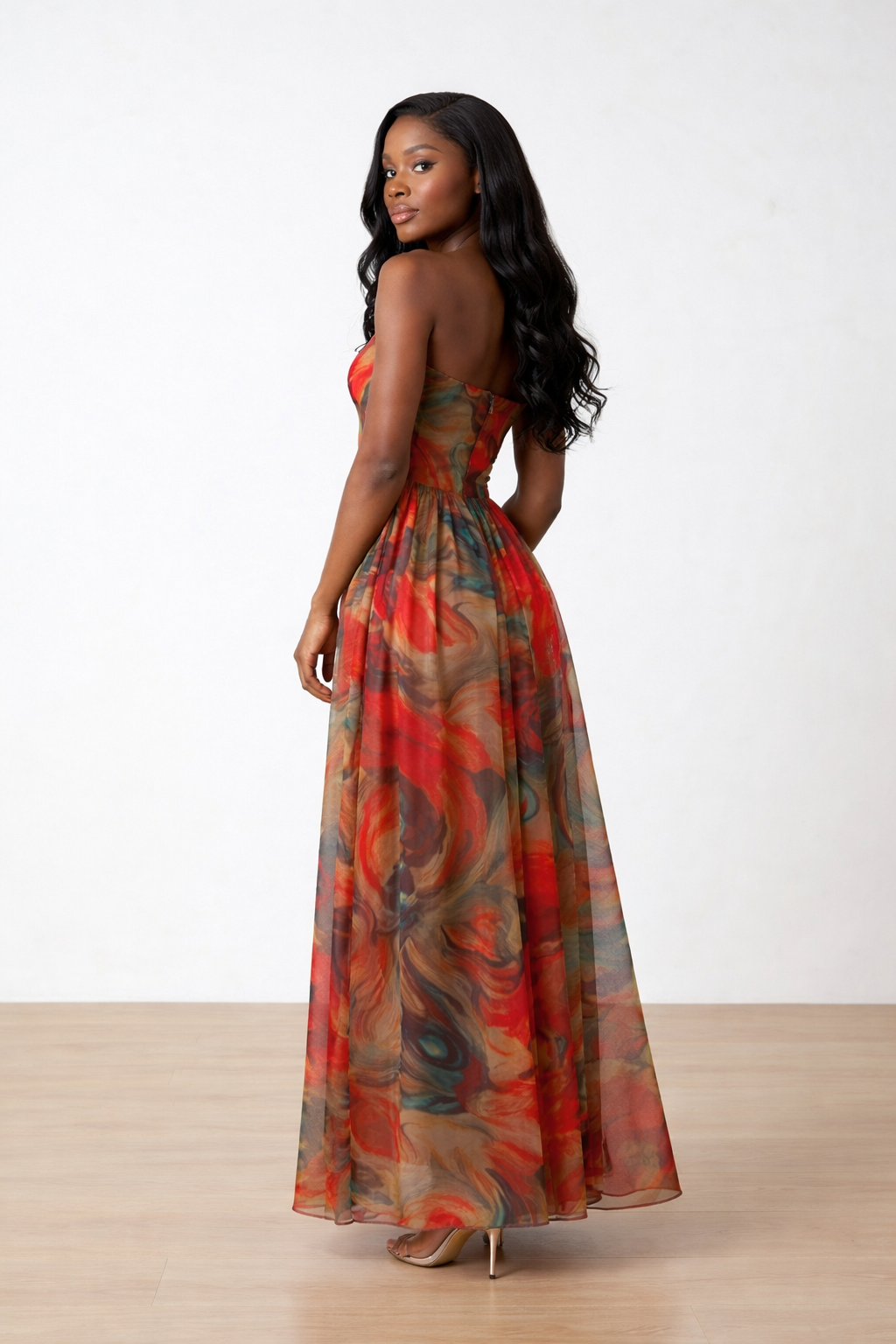 Sunset Mirage Patten Strappy Maxi Dress