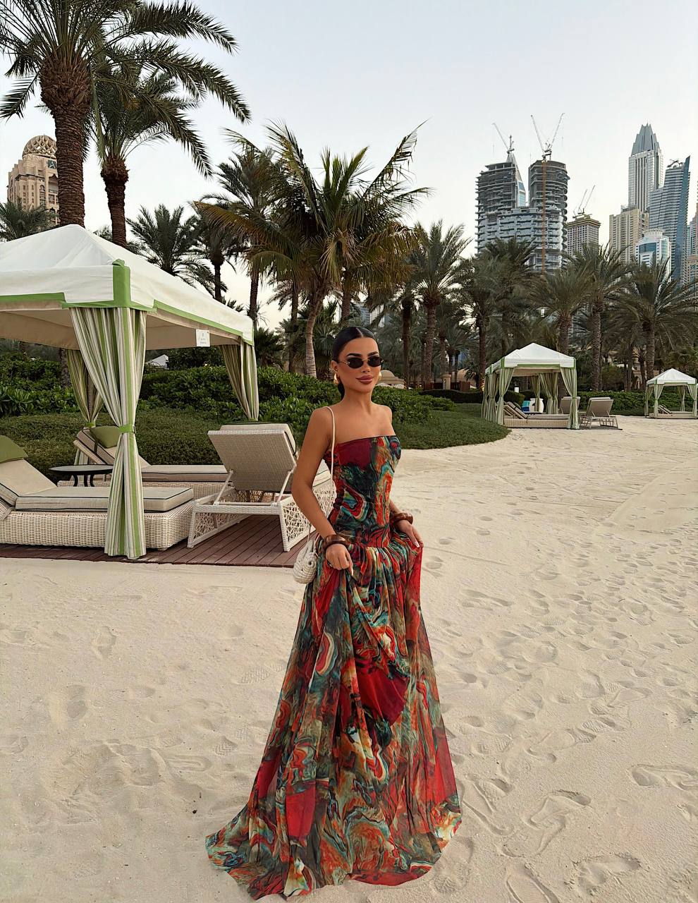 Sunset Mirage Patten Strappy Maxi Dress