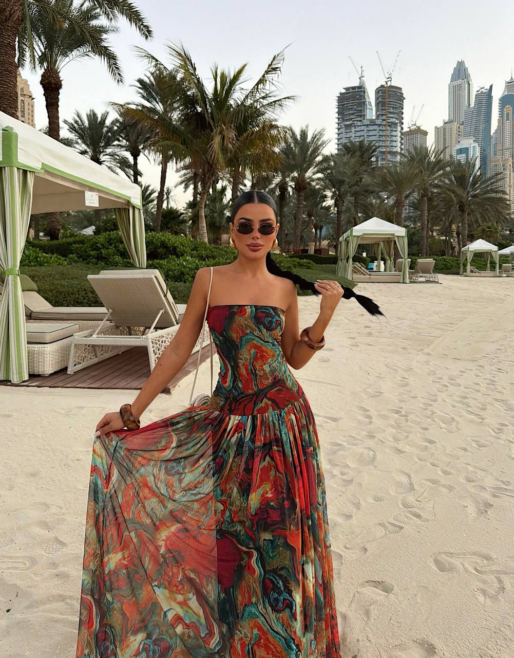Sunset Mirage Patten Strappy Maxi Dress