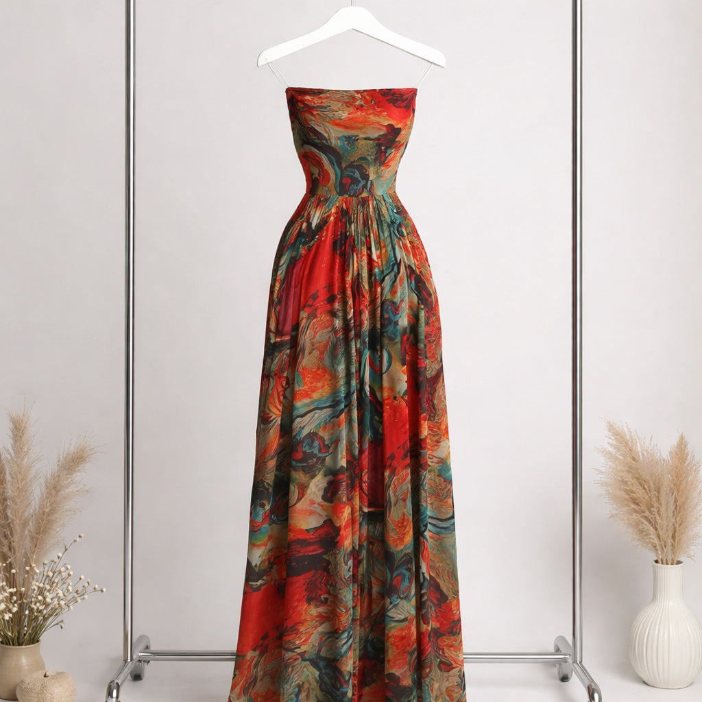 Sunset Mirage Patten Strappy Maxi Dress